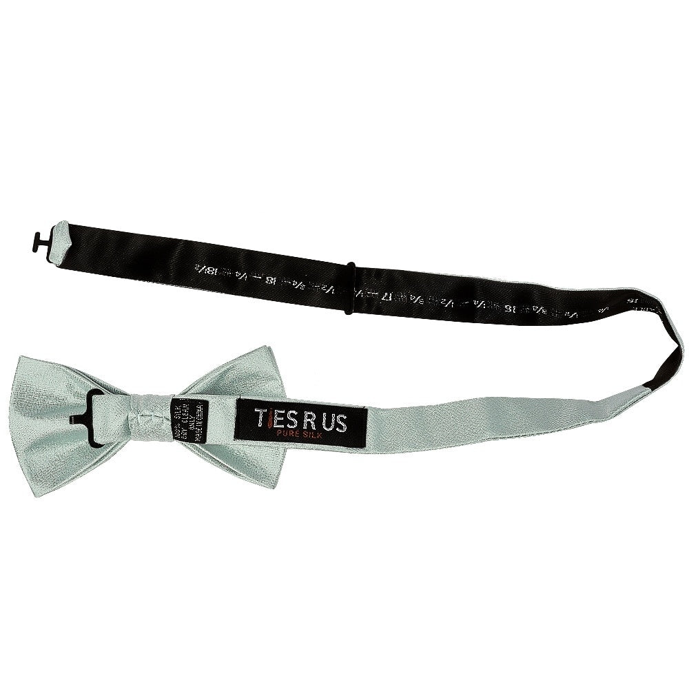 Plain Duck Egg Silk Mens Bow Tie And Pocket Square Set 3
