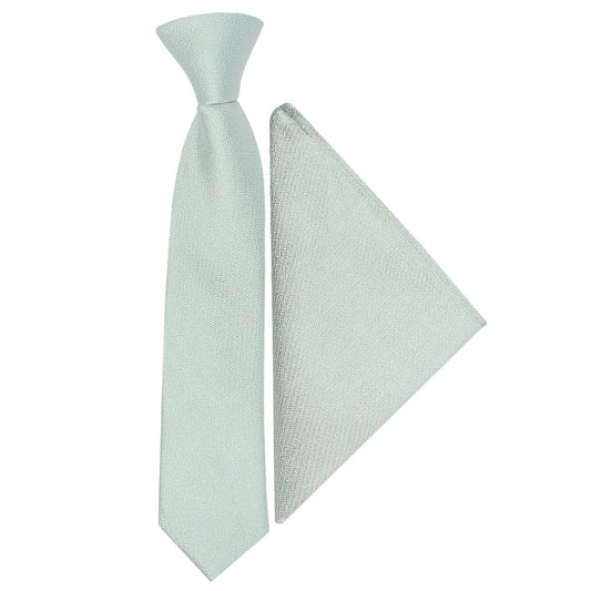 Pre Tied Duck Egg Silk Boys Tie And Pocket Square Set Age 4 7 1