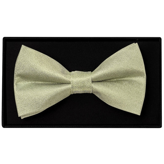 Plain Khaki Green Silk Mens Bow Tie And Pocket Square Set 2