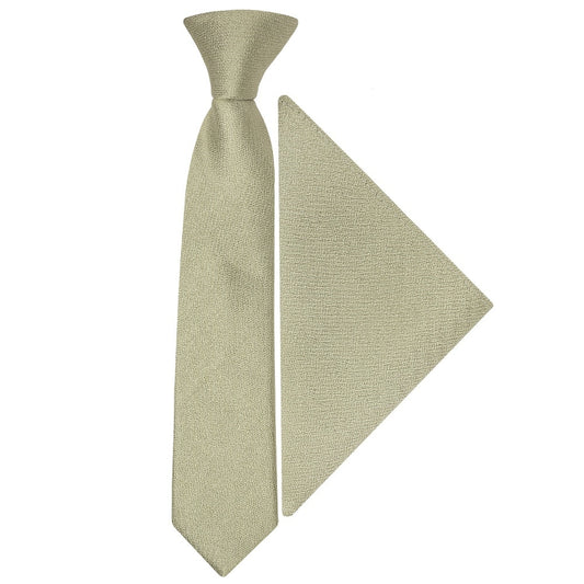 Pre Tied Khaki Green Silk Boys Tie And Pocket Square Set Age 4 7 1