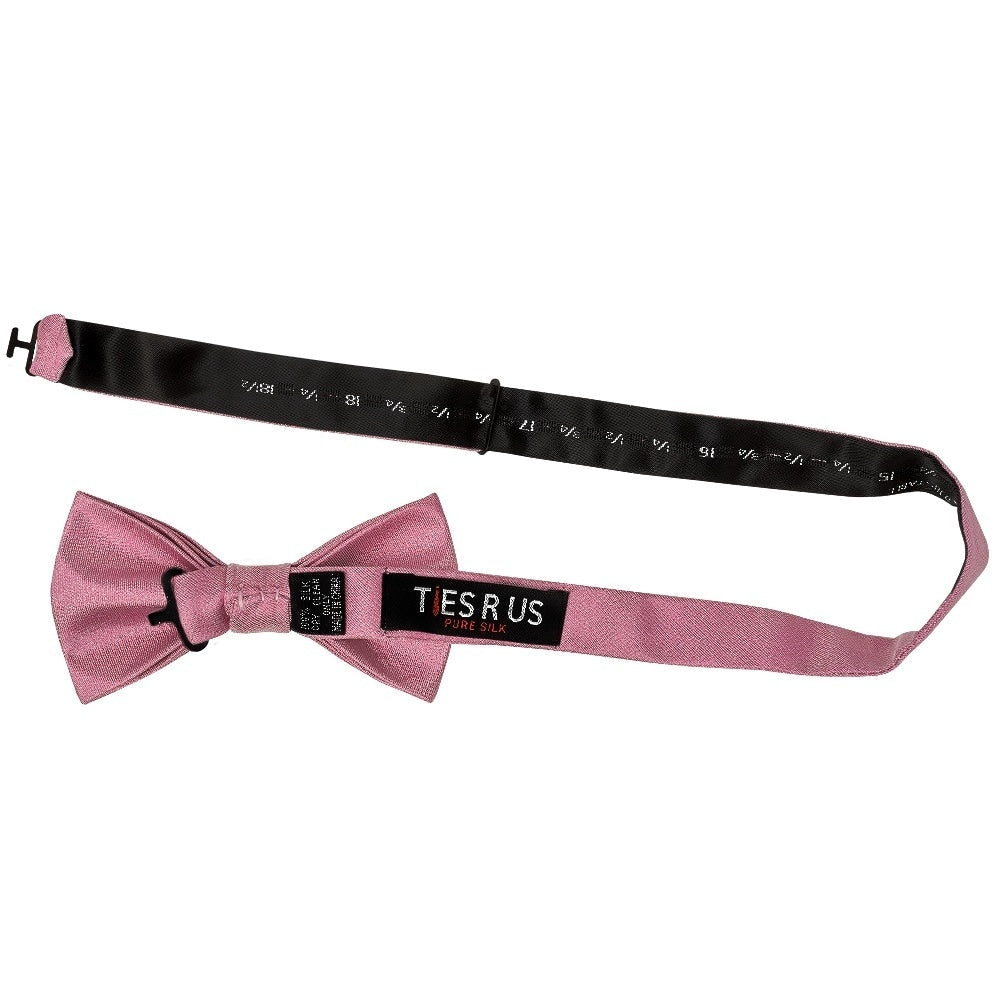 Plain Dusty Pink Silk Mens Bow Tie And Pocket Square Set 3