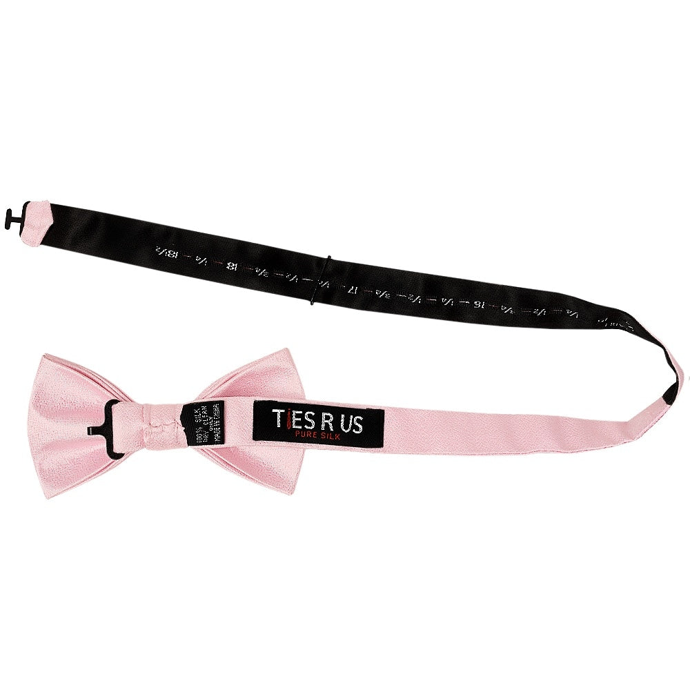 Plain Blush Pink Silk Mens Bow Tie 2