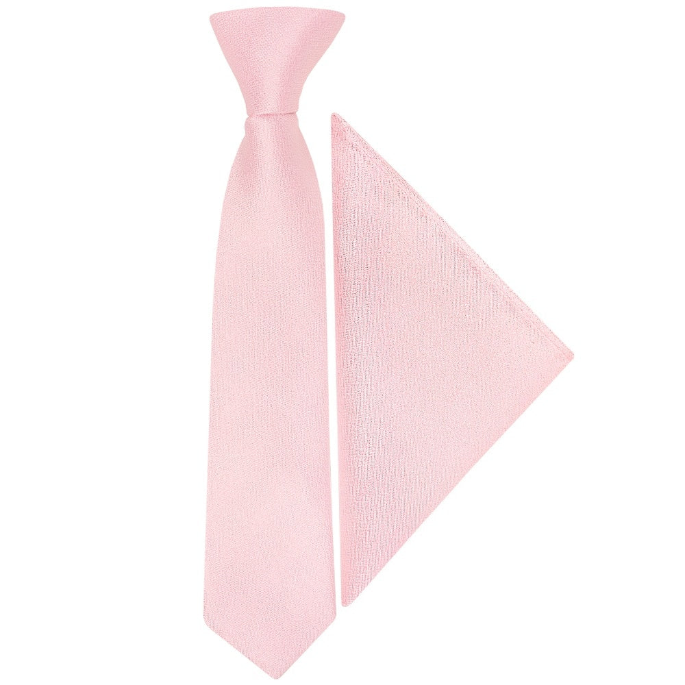 Pre Tied Blush Pink Silk Boys Tie And Pocket Square Set Age 4 7 1