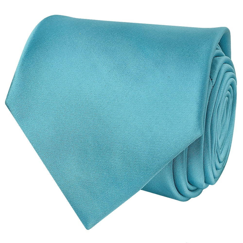 Plain Turquoise Satin Classic Mens Tie And Pocket Square Set 4