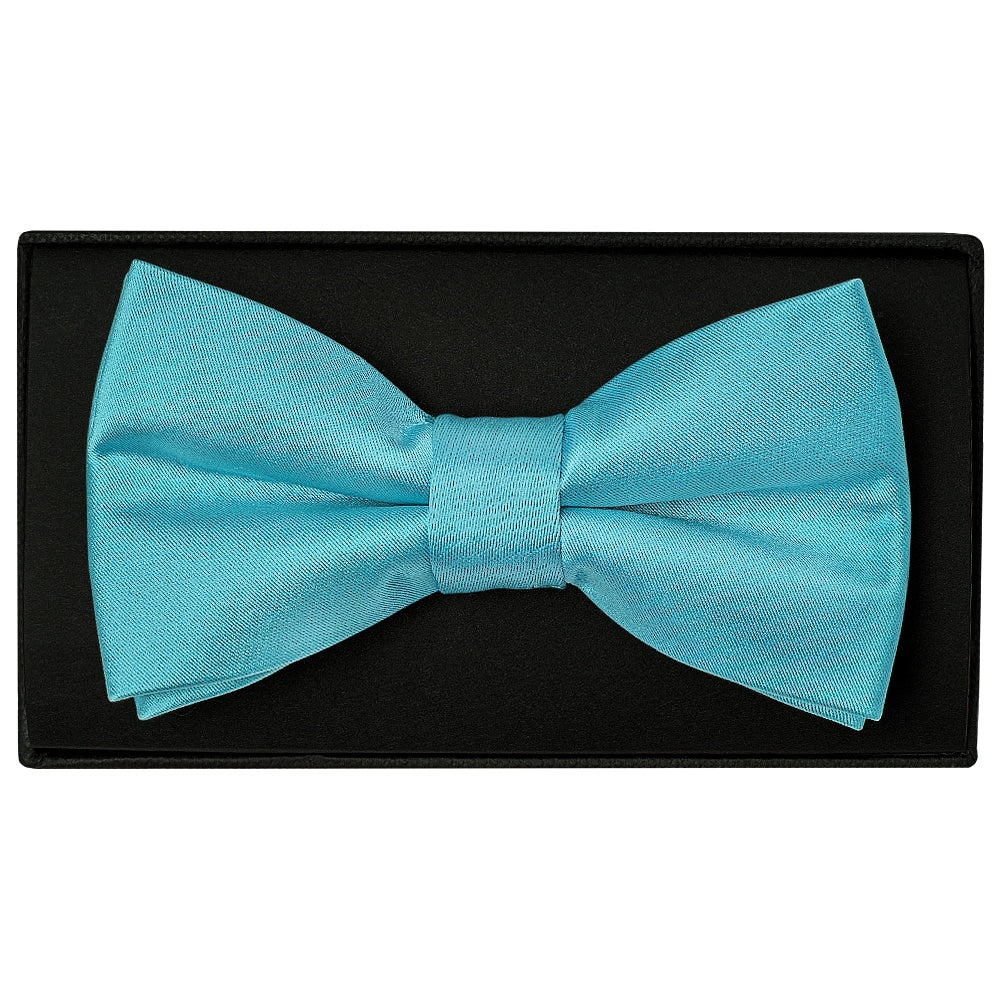 Turquoise Handmade Mens Bow Tie And Pocket Square Set 2