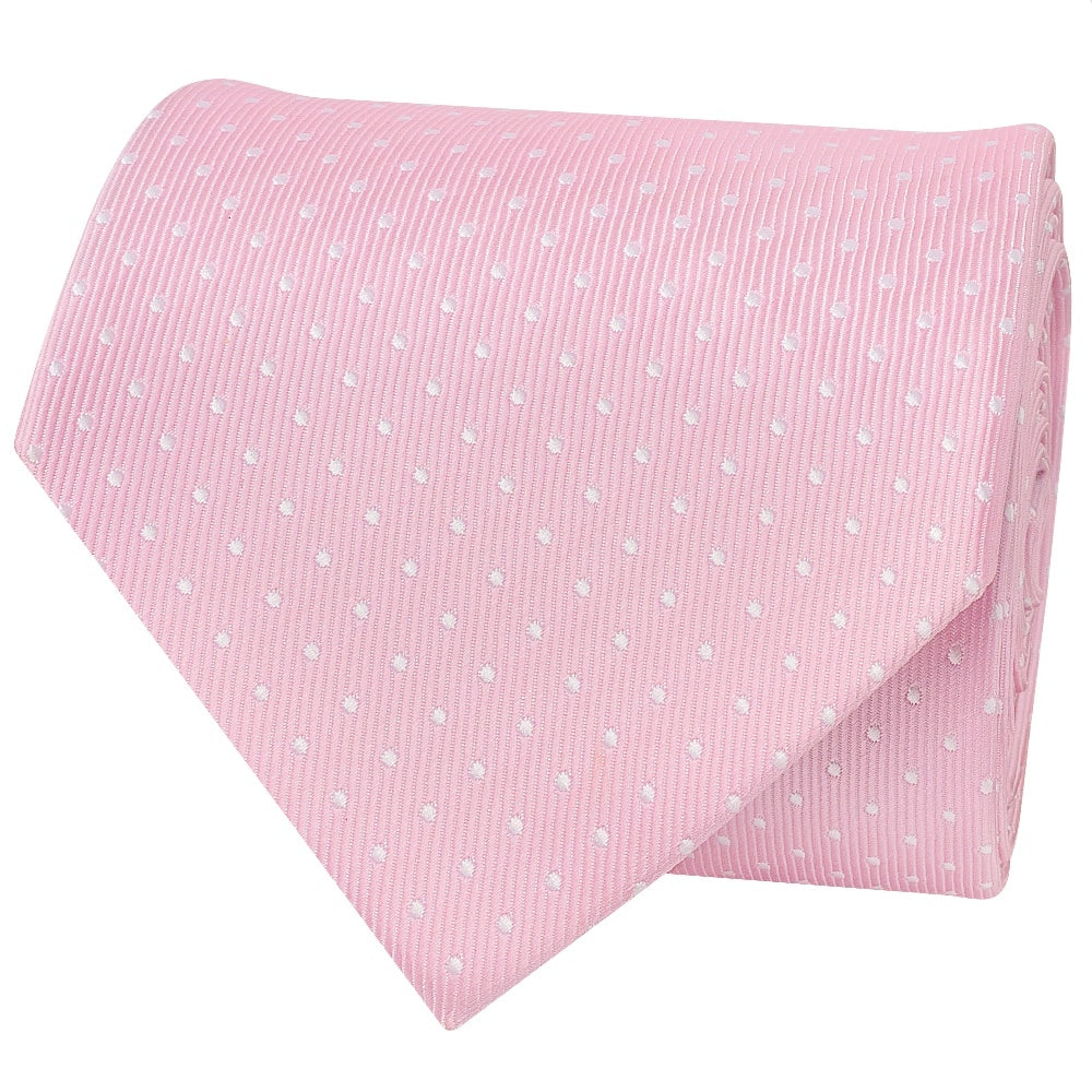 Pink And White Polka Dot Classic Mens Tie 2