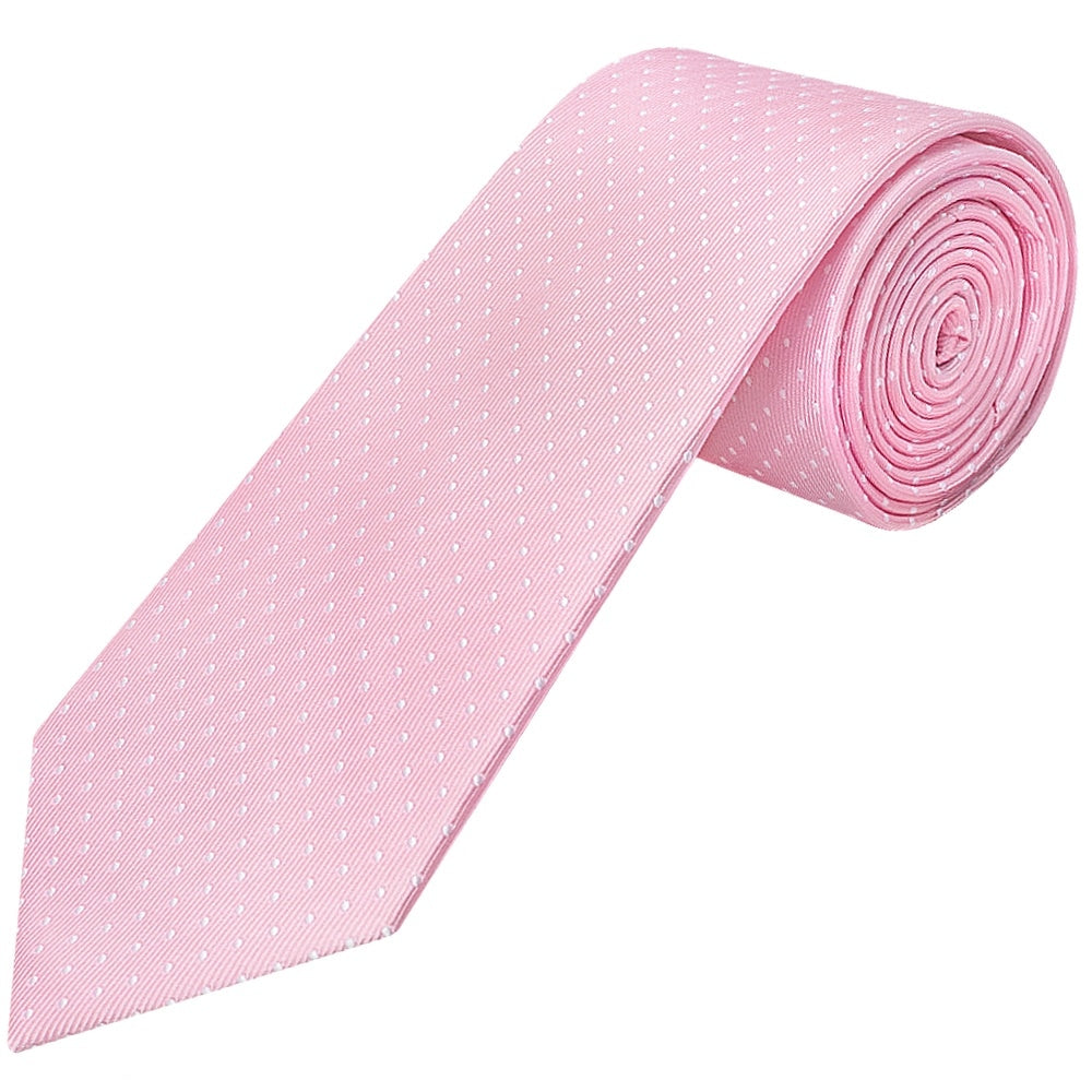 Pink And White Polka Dot Classic Mens Tie Pocket Square Set 2