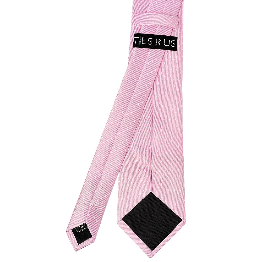 Pink And White Polka Dot Classic Mens Tie Pocket Square Set 4