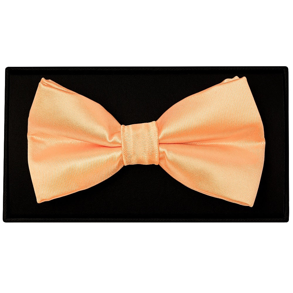 Plain Peach Handmade Mens Bow Tie And Pocket Square Set 2