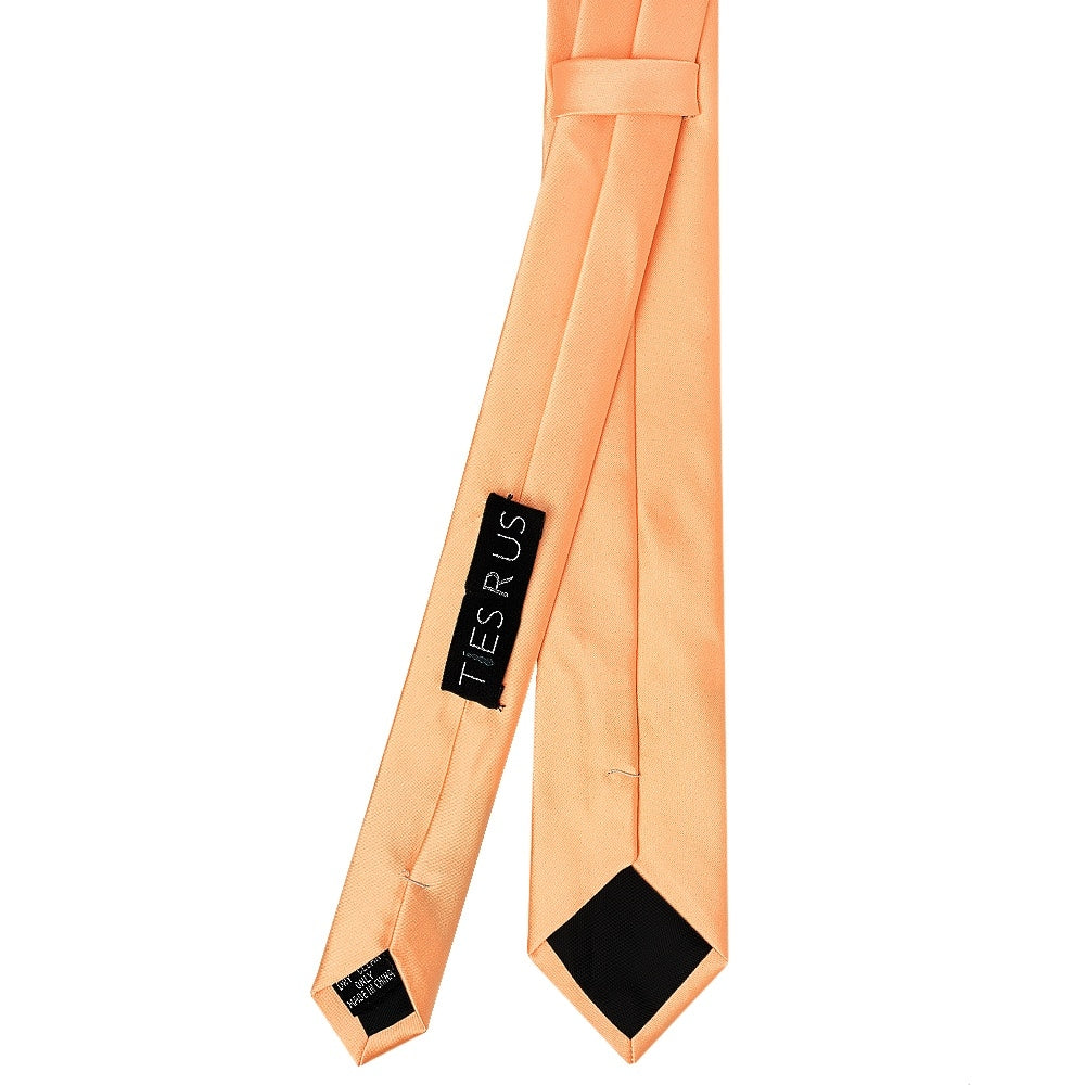 Plain Peach Satin Boys Tie 3