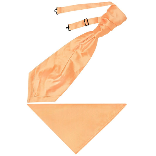 Peach Satin Mens Cravat Tie And Pocket Square Set 1