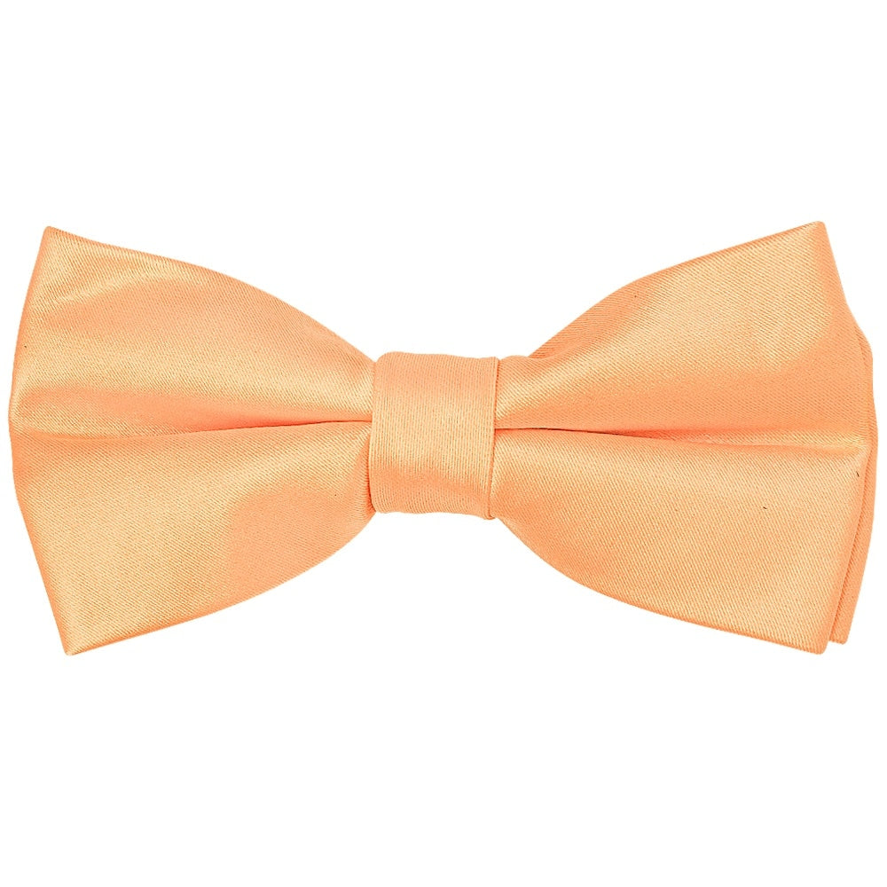 Pre Tied Peach Satin Boys Bow Tie And Pocket Square Set Age 4 7 2