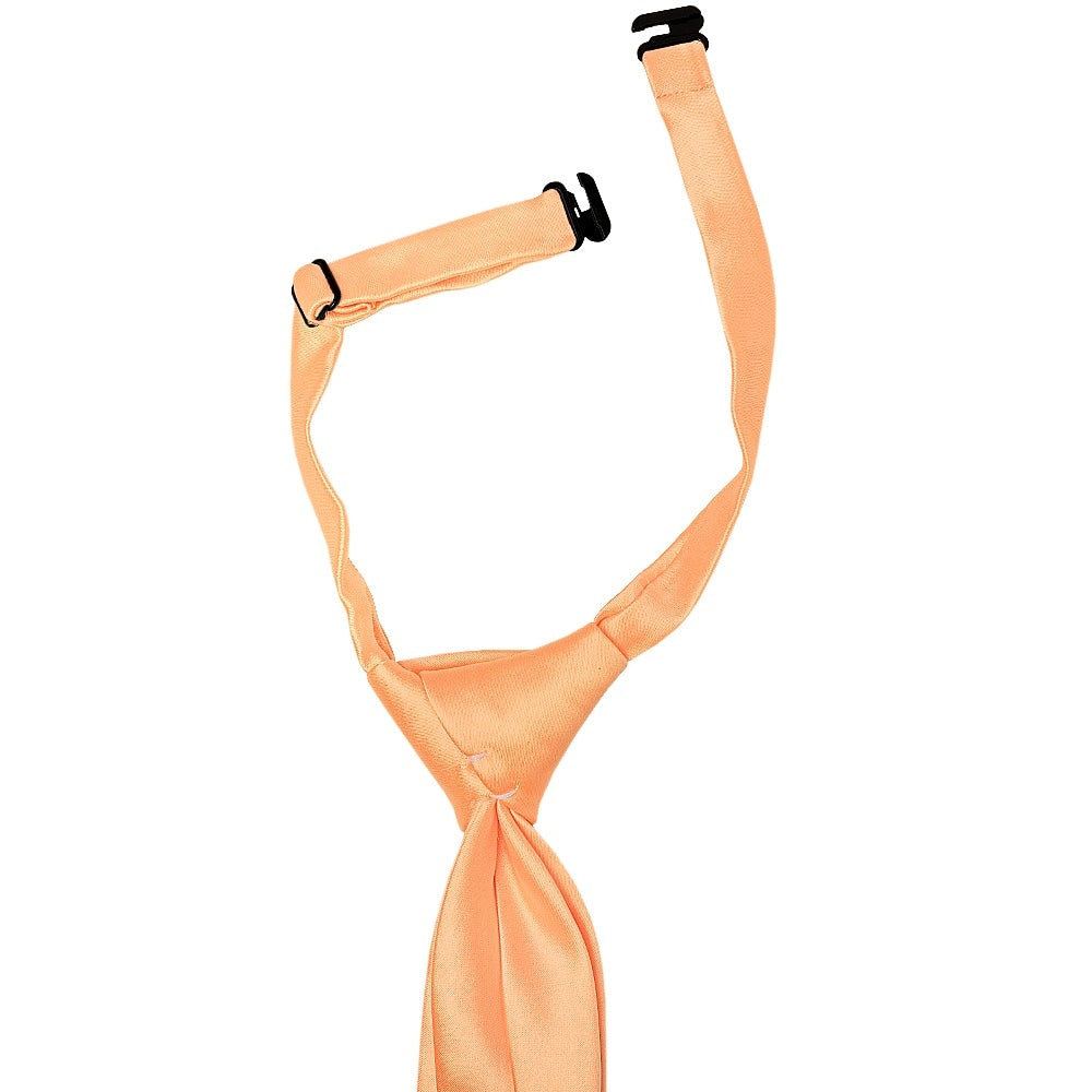 Pre Tied Peach Satin Boys Tie And Pocket Square Set Age 4 7 3