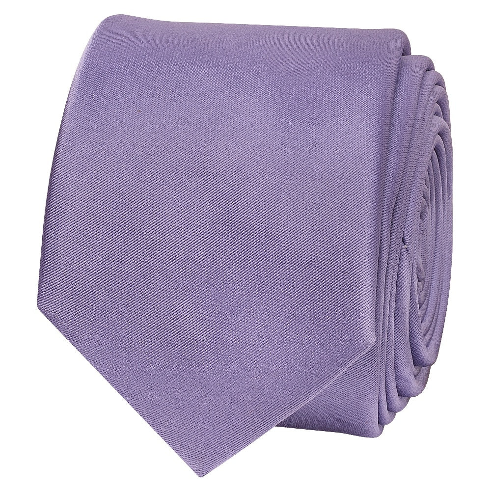 Lavender Satin Skinny Mens Tie And Pocket Square Set 3