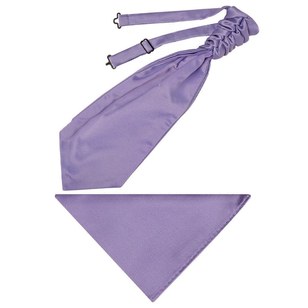 Lavender Satin Mens Cravat Tie And Pocket Square Set 1