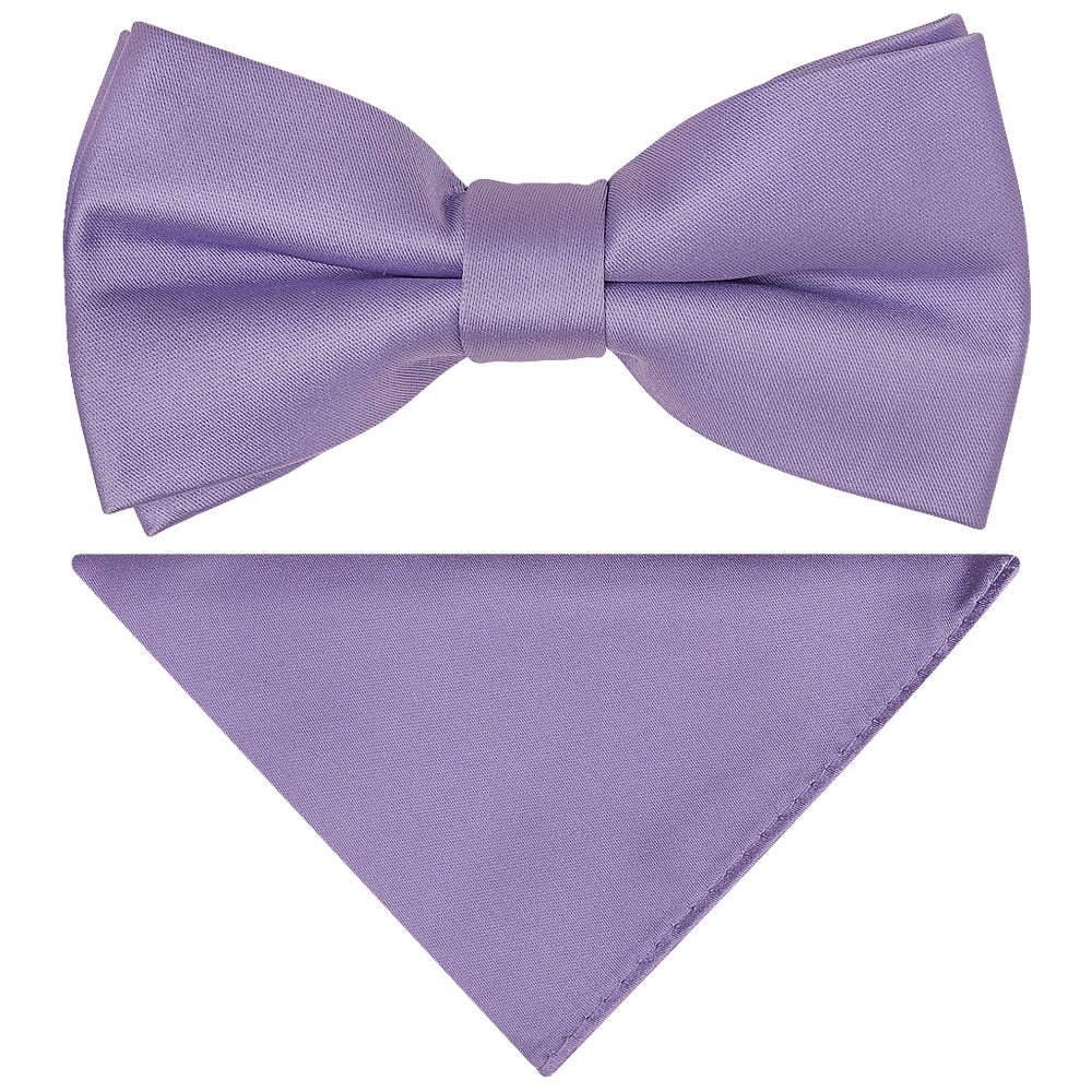 Pre Tied Lavender Satin Boys Bow Tie And Pocket Square Set Age 4 7 1