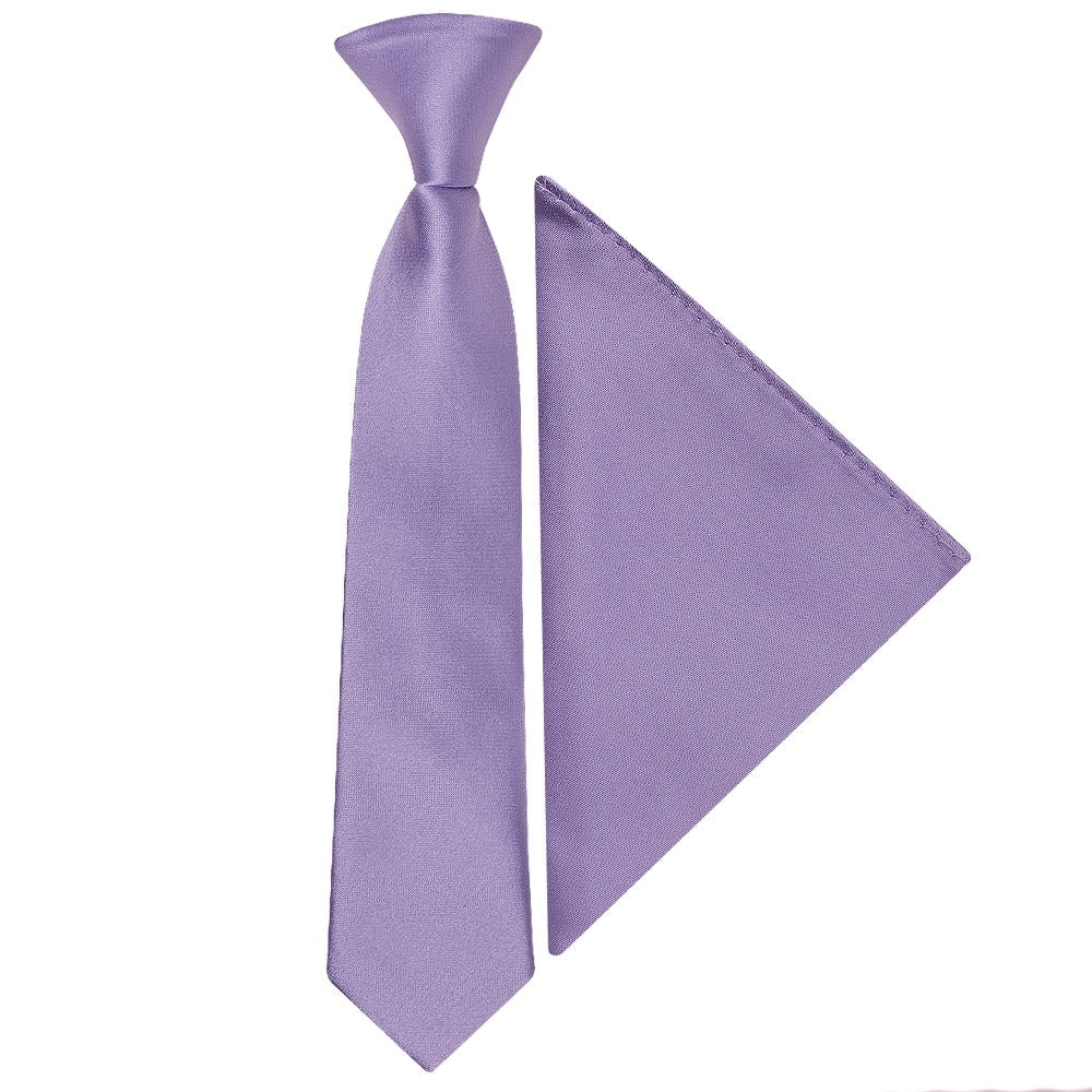 Pre Tied Lavender Satin Boys Tie And Pocket Square Set Age 4 7 1