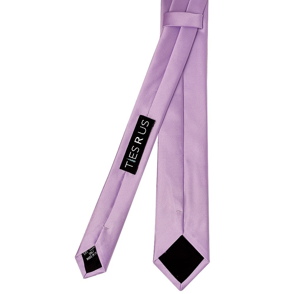 Lilac Satin Skinny Boys Tie And Pocket Square Set 4