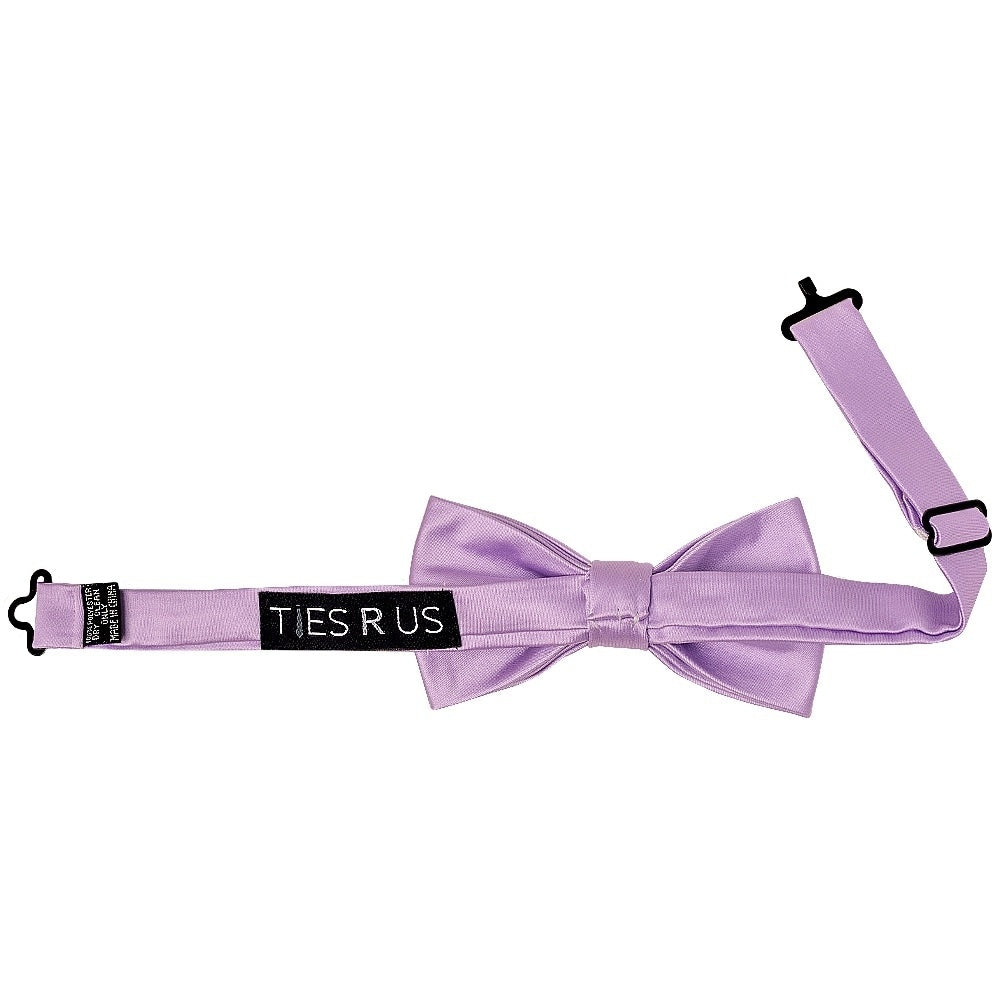 Pre Tied Lilac Satin Boys Bow Tie And Pocket Square Set 3