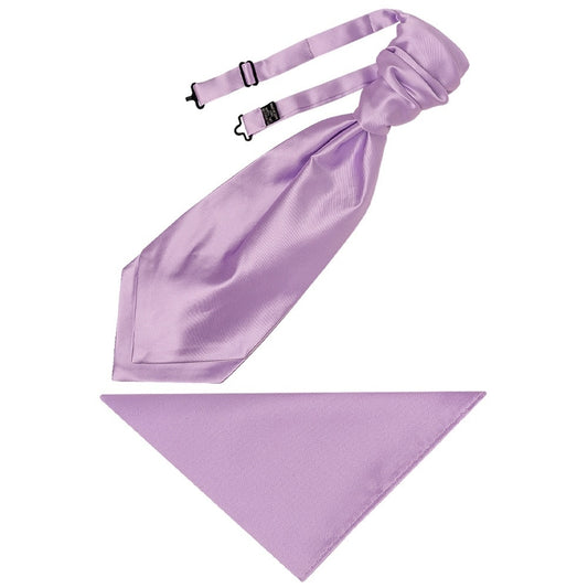 Lilac Satin Mens Cravat Tie And Pocket Square Set 1