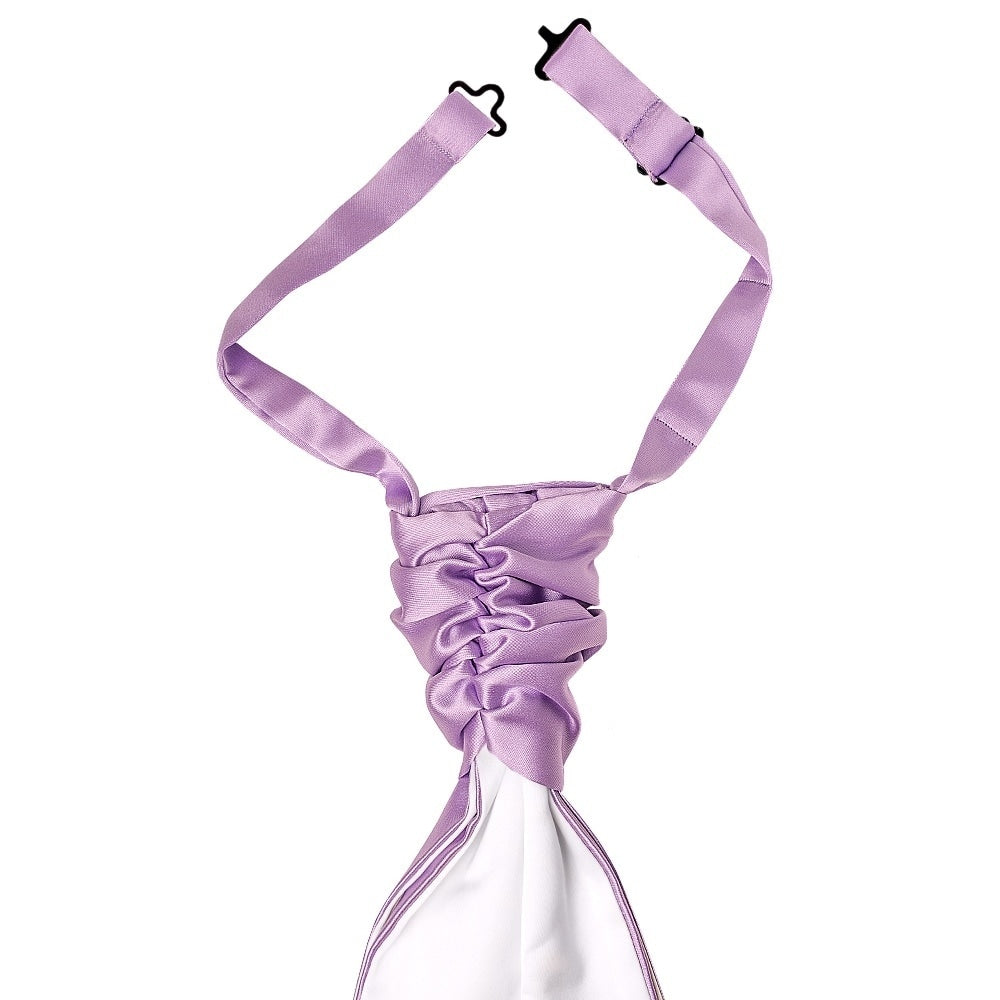 Lilac Satin Mens Cravat Tie And Pocket Square Set 3