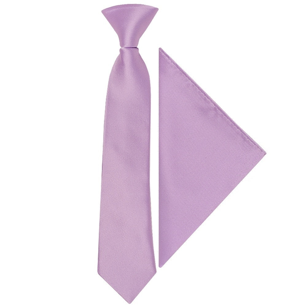 Pre Tied Lilac Satin Boys Tie And Pocket Square Set Age 4 7 1