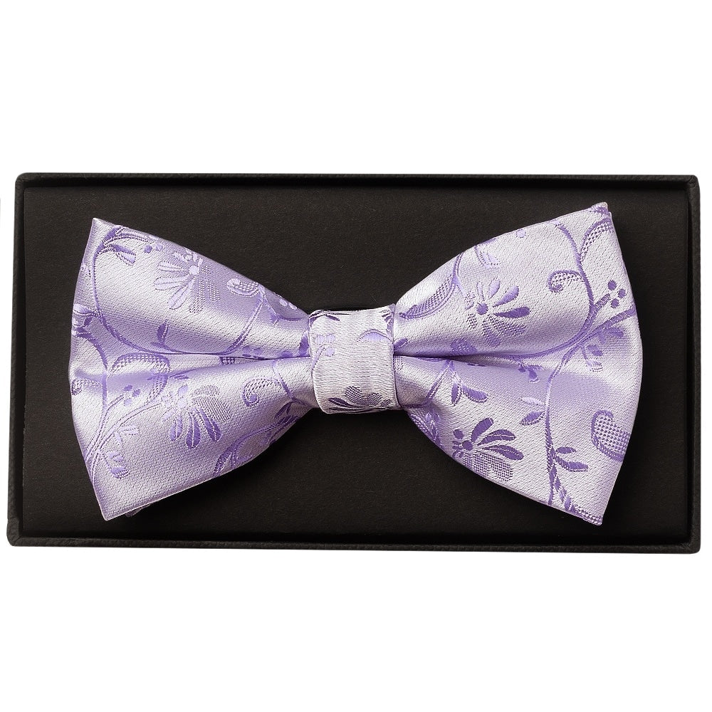 Lavender Floral Handmade Mens Bow Tie And Pocket Square Set 2