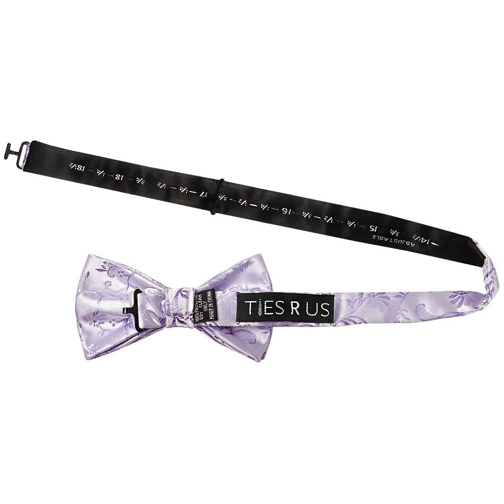 Lavender Floral Handmade Mens Bow Tie And Pocket Square Set 3