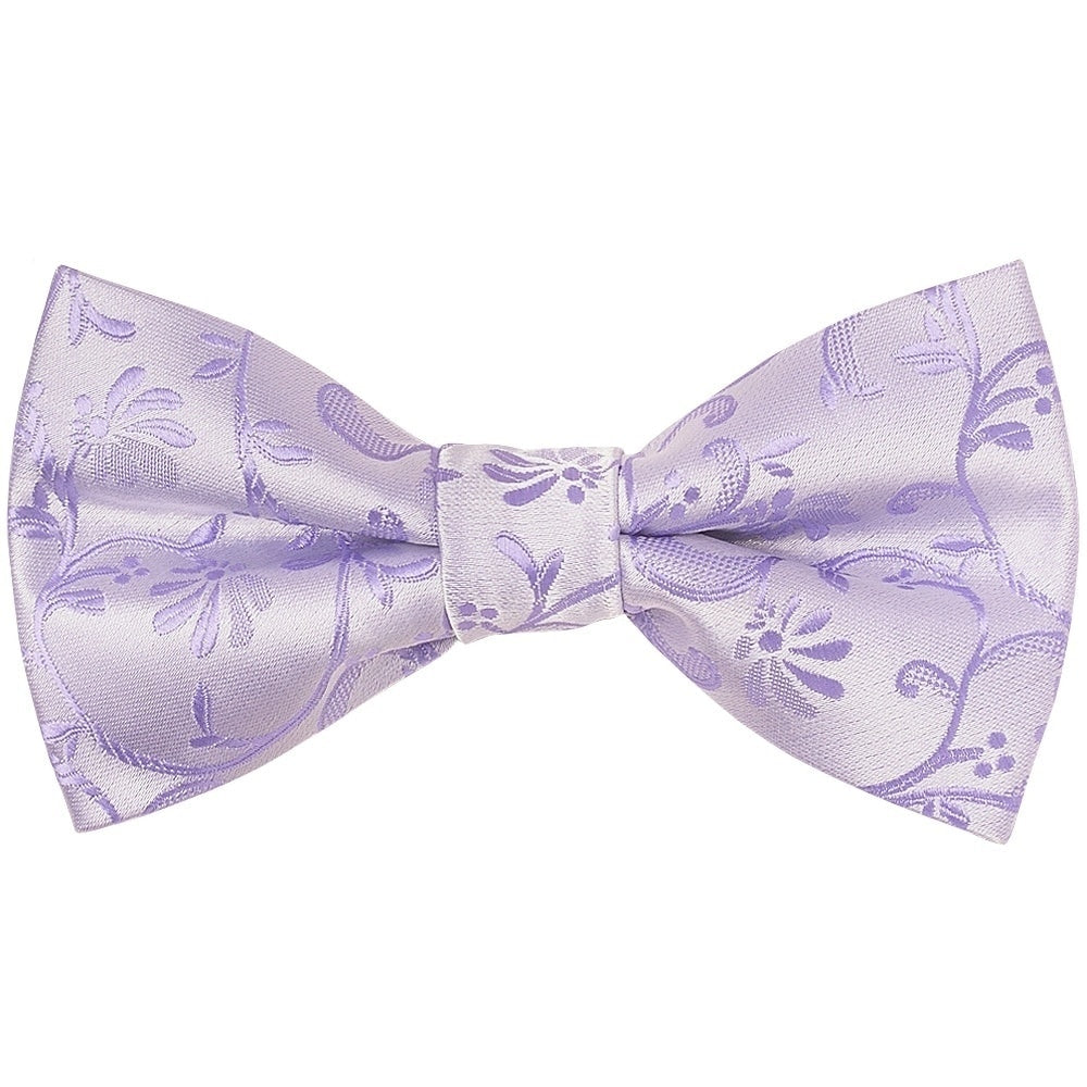 Pre Tied Lavender Floral Boys Bow Tie And Pocket Square Set Age 4 7 2