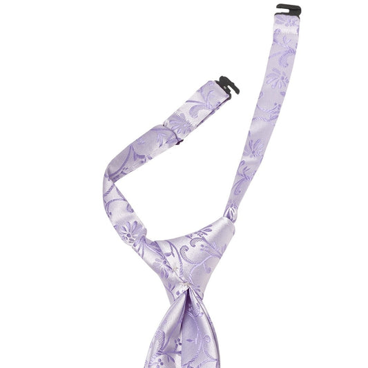 Pre Tied Lavender Floral Boys Tie Age 4-7