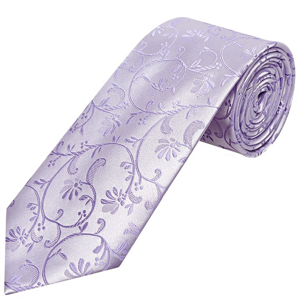 Lavender Floral Classic Mens Tie And Pocket Square Set 2