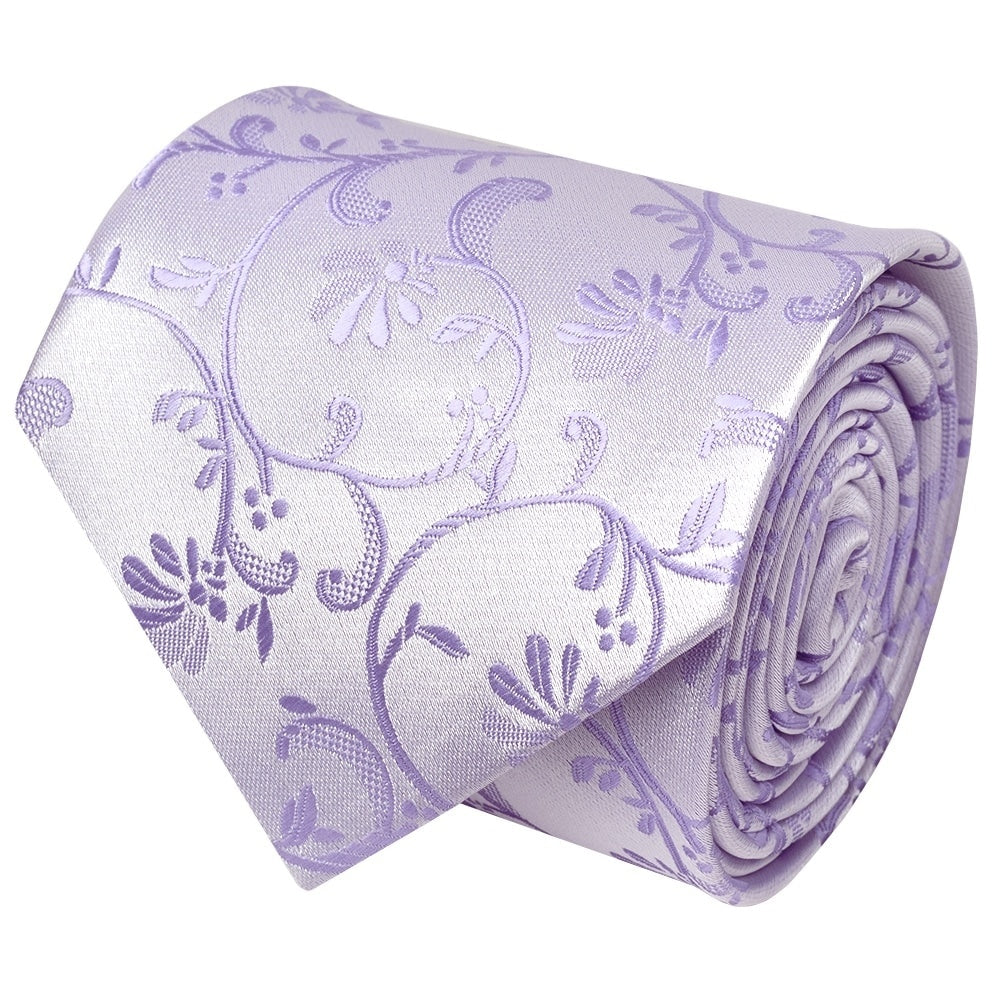 Lavender Floral Classic Mens Tie And Pocket Square Set 3