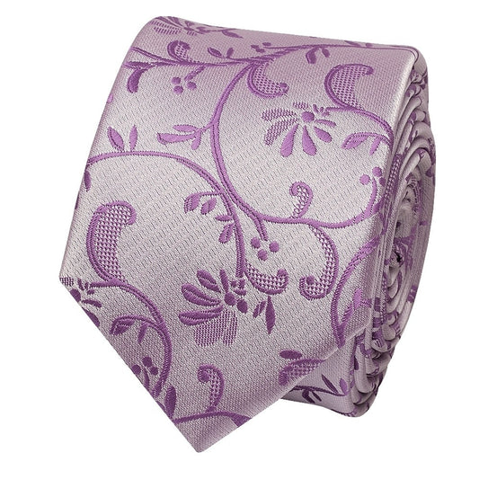 Lilac Floral Skinny Boys Tie 2