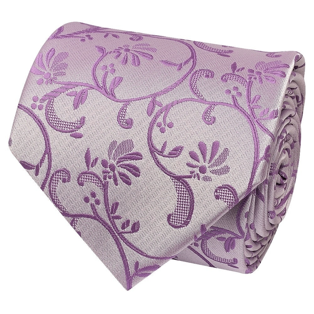 Lilac Floral Classic Mens Tie And Pocket Square Set 3