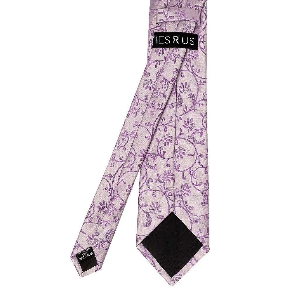 Lilac Floral Classic Mens Tie And Pocket Square Set 4