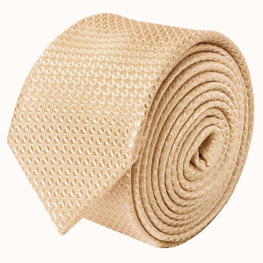 Gold Textured Skinny Tie 2