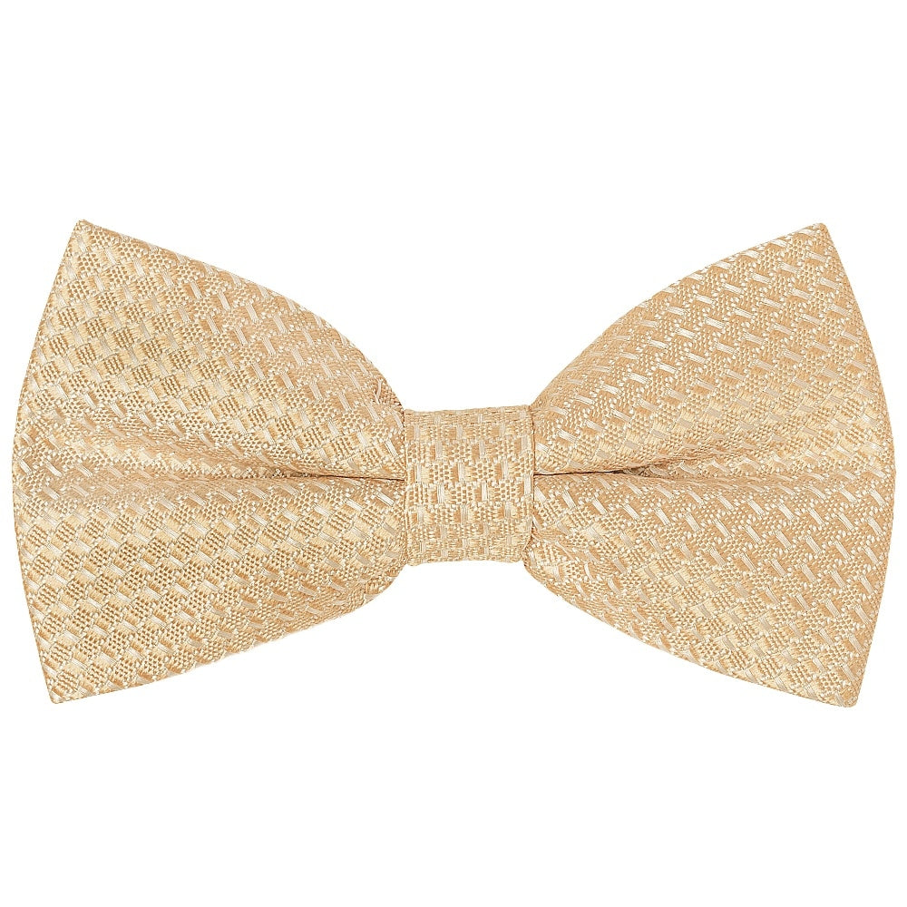 Pre Tied Gold Textured Boys Bow Tie And Pocket Square Set Age 8 11 2