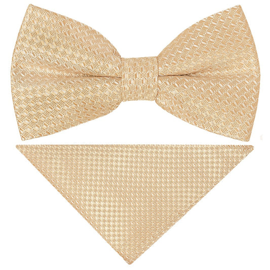 Pre Tied Gold Textured Boys Bow Tie And Pocket Square Set Age 4 7 1