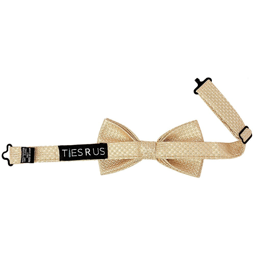 Pre Tied Gold Textured Boys Bow Tie And Pocket Square Set Age 4 7 3