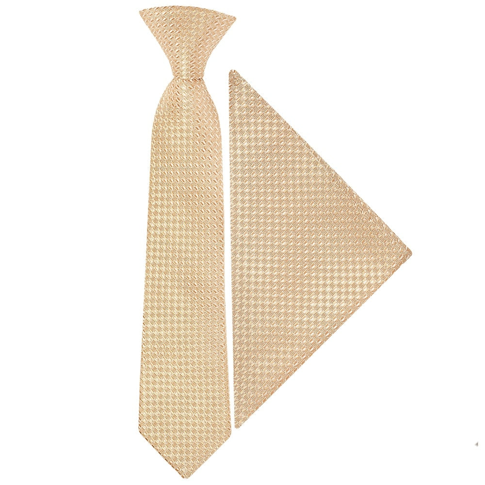 Pre Tied Gold Textured Boys Tie And Pocket Square Set Age 4 7 1