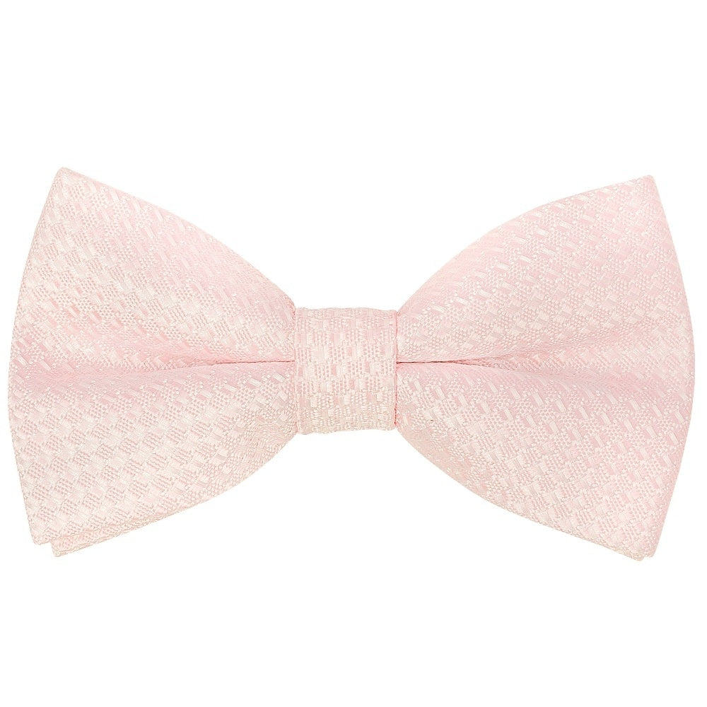 Pre Tied Blush Textured Boys Bow Tie And Pocket Square Set Age 4 7 2