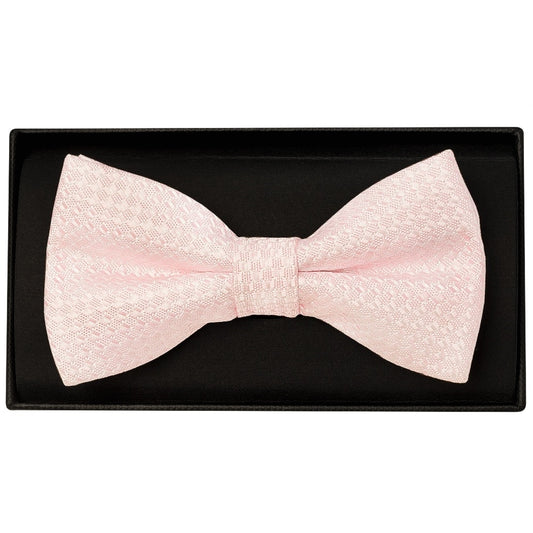 Blush Textured Mens Bow Tie And Pocket Square Set 2