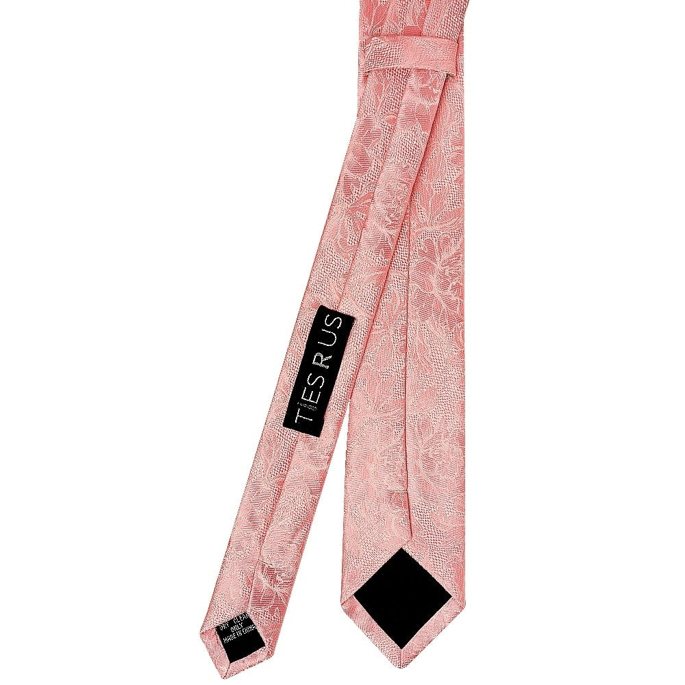 Pink Flower Skinny Mens Tie And Pocket Square Set 4