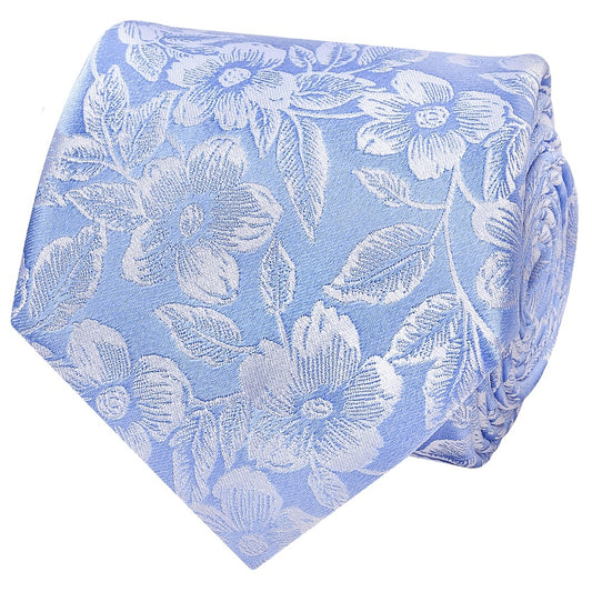 Blue Floral Silk Classic Mens Tie 2