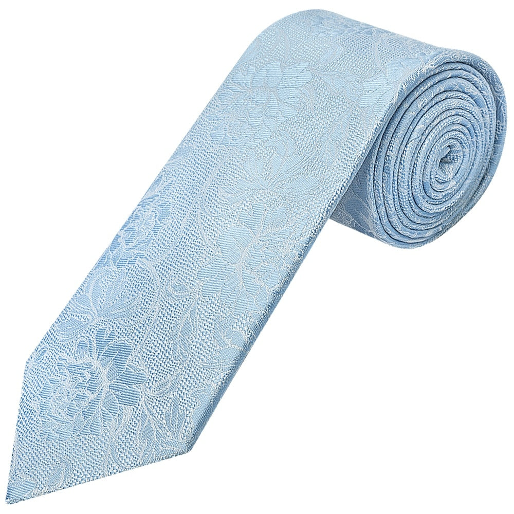 Dusty Blue Flower Classic Mens Tie 1