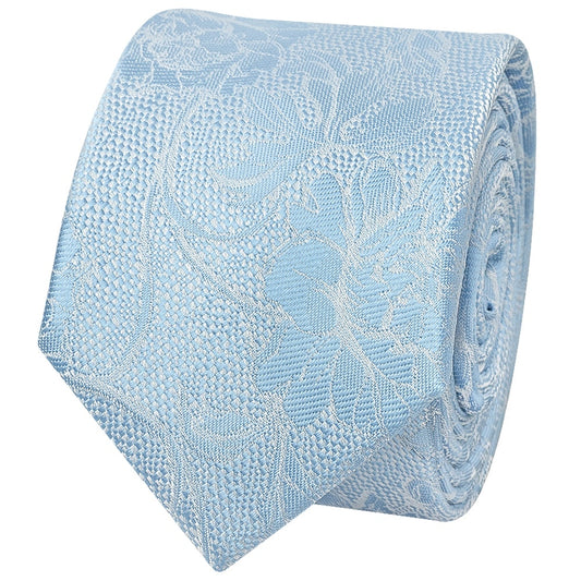 Dusty Blue Flower Skinny Mens Tie 2