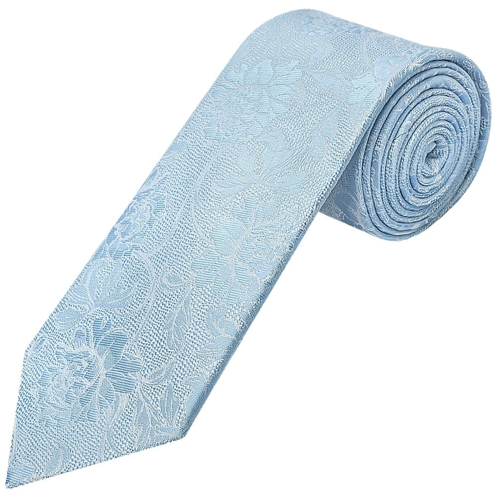 Dusty Blue Flower Classic Mens Tie And Pocket Square Set 2