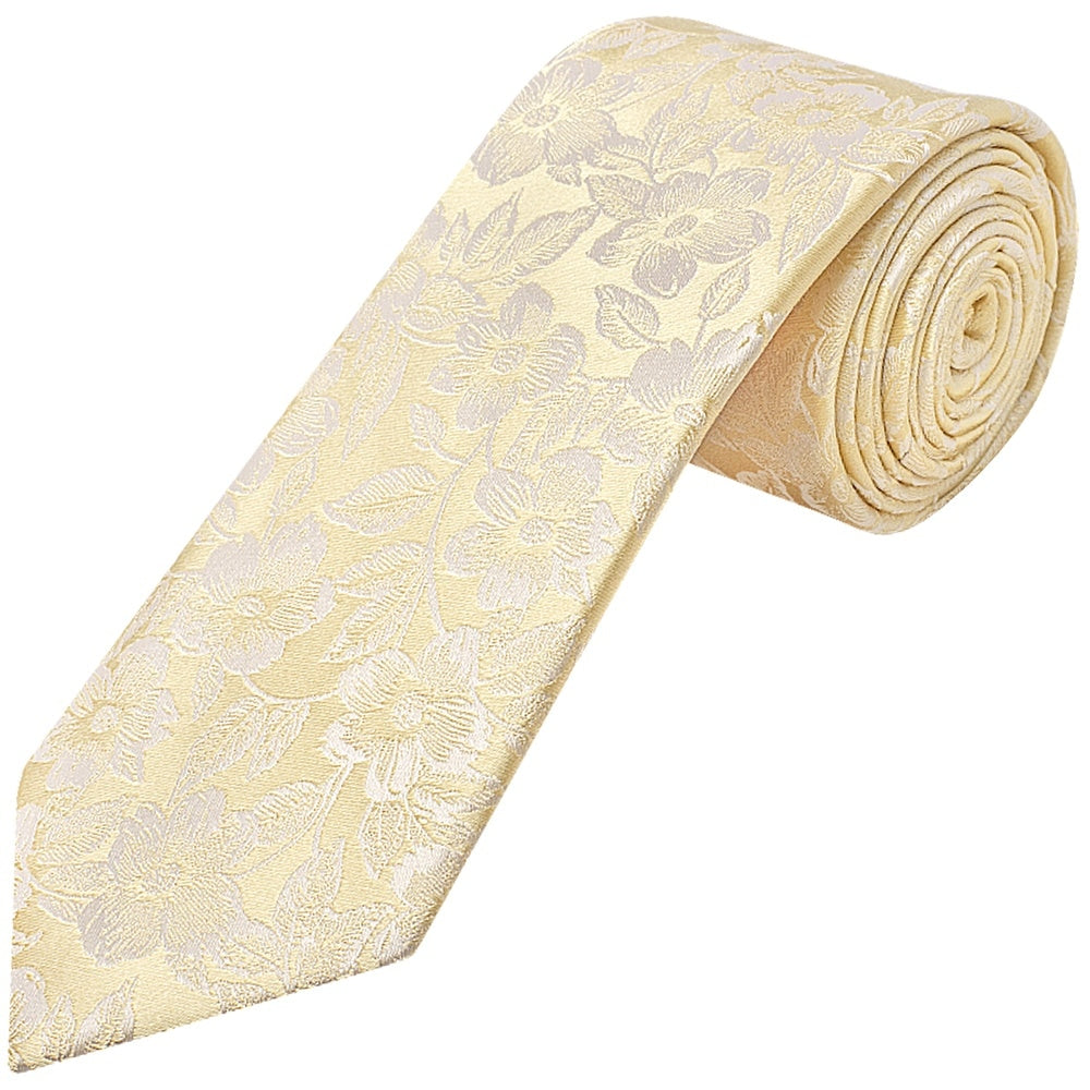Champagne Floral Silk Classic Mens Tie 1