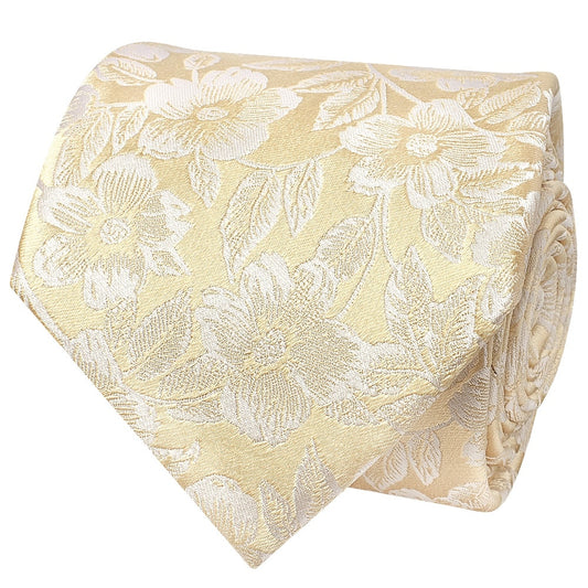 Champagne Floral Silk Classic Mens Tie 2