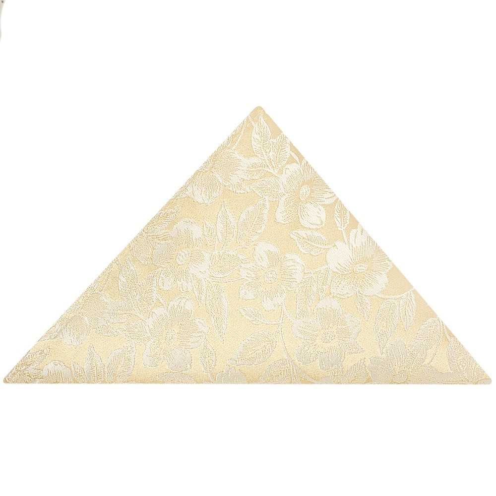 Champagne Floral Silk Classic Mens Tie And Pocket Square Set 5